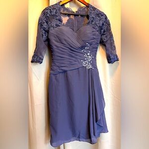 Wedding Dress Dusky Blue Midi Formal Dress NWT